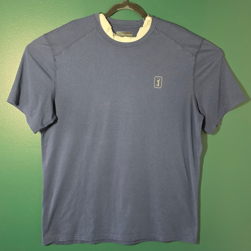 PGA Tour Mens Performance Short Sleeve T-Shirt Navy Blue Golf Active Top Large